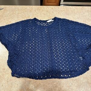 Navy Blue Crochet Women Top